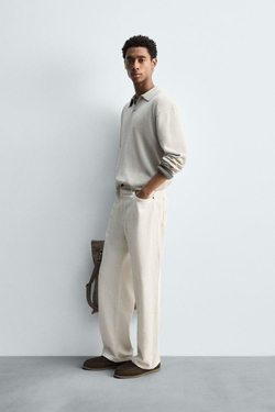 ZARA ТРИКОТАЖНОЕ ПОЛО, ПЕСОЧНЫЙ