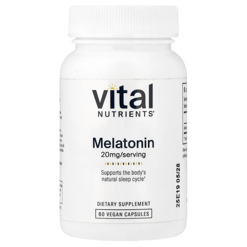 Vital Nutrients, Мелатонин, 20 мг, 60 веганских капсул
