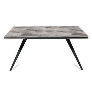 Стол "АСТИ" 160-240, керамика Italian Light Grey глянцевый, опоры черный муар