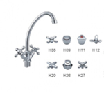 Смеситель для кухни 1/2 кер F4009-2 FRAP ПЕНТА (выс.пов.излив, п/гайку.ю хром, силумин)