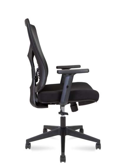 Кресло офисное Норден / Аспер LB / Asper LB / черный пластик  / черная сетка / черная ткань