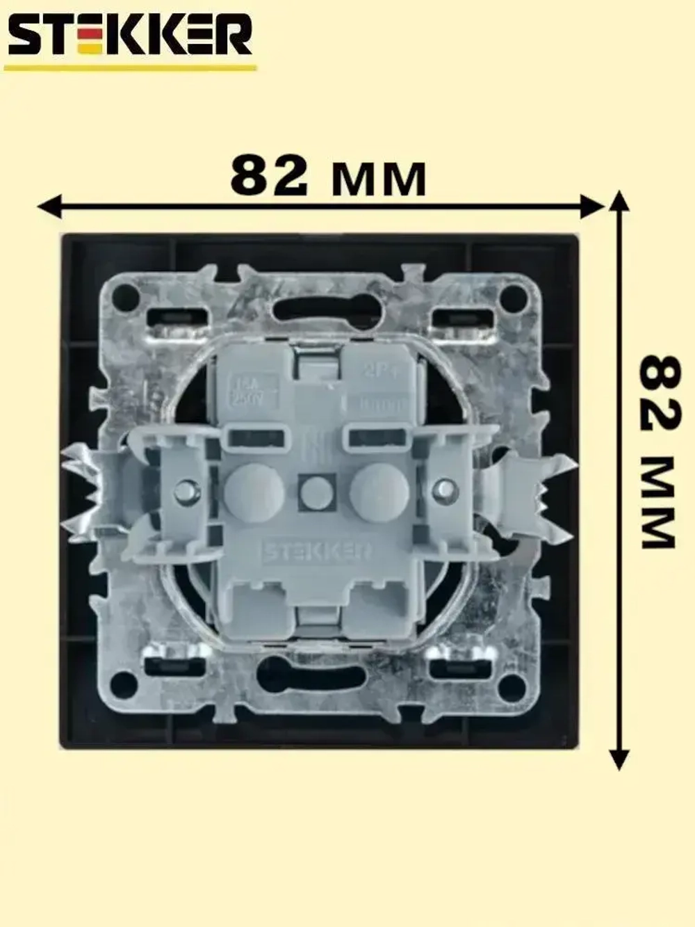Розетка 1-местная c/з с крышкой STEKKER, PST16-9012-03, 250В, 16А, с защитной шторкой, серия Эрна, черный 39481