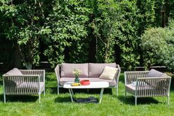 "Касабланка" лаунж-зона плетеная из роупа 4-местная, цвет серо-коричневый