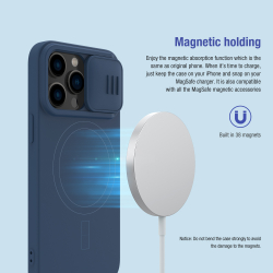 Чехол с шелковистым силиконовым покрытием от Nillkin c поддержкой беспроводной зарядки MagSafe для iPhone 14 Pro Max, серия CamShield Silky Magnetic Silicone