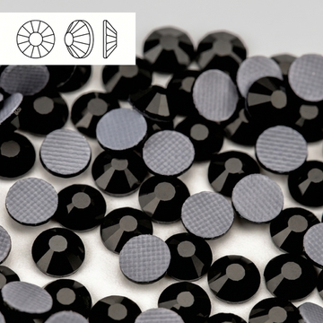 Стразы горячей фиксации из стекла, цвет Jet, форма Flatback