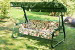 Качели садовые OLSA 3-х местные Родео(каркас зеленый, м/э бежевый рис.цветы)1 уп.