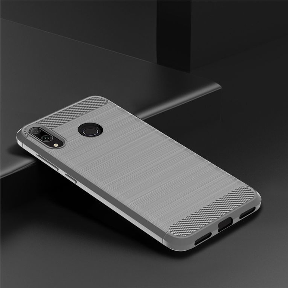 Чехол для Huawei Y7 2019 (Y7 Pro, Y7 Prime) цвет Gray (серый), серия Carbon от Caseport