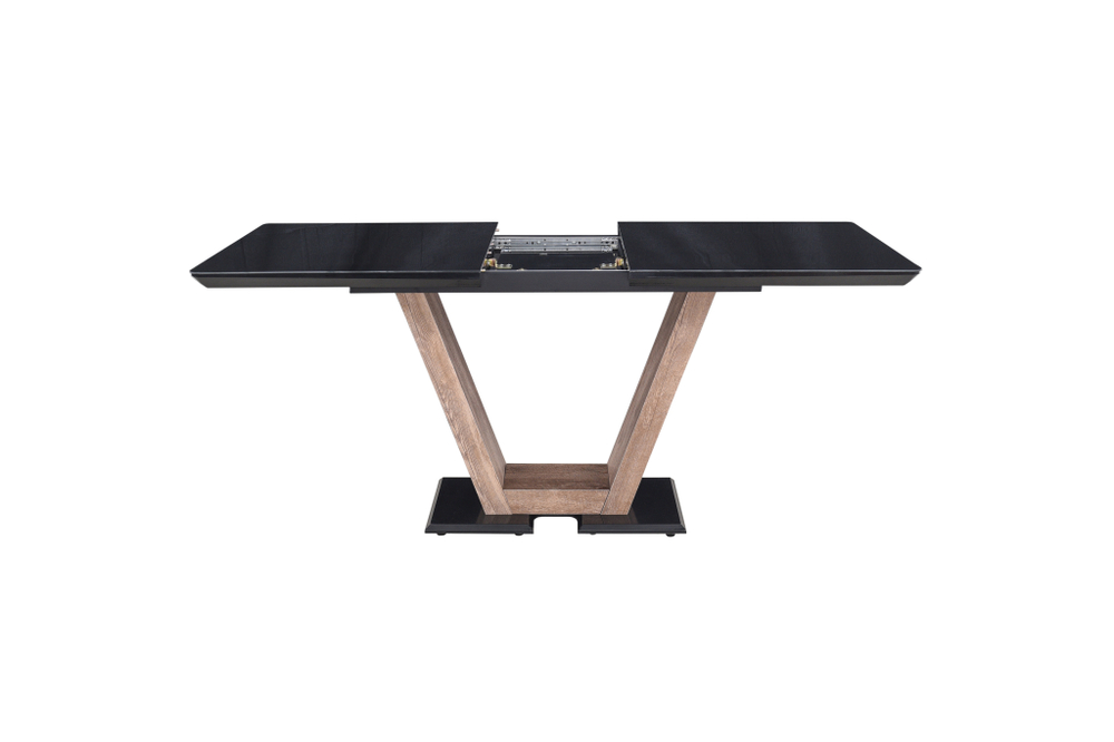 Стол Аврора Торонто 140, Черный с чёрным стеклом/Ель умбра, черный