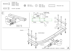 Фаркоп оцинкованный Galia D039A для Daewoo Nexia седан 1995-2010, Daewoo Espero седан 1995-1997(паспорт и сертификат в комплекте)(без электрики)