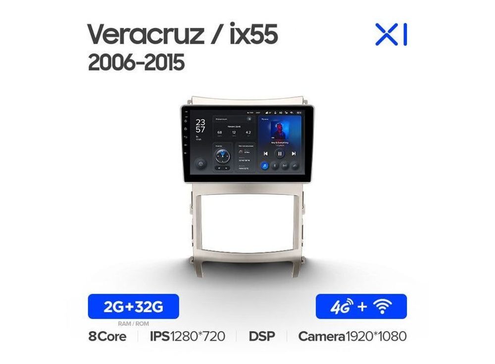 Магнитола Teyes X1 2-32 Wi-Fi + 4G Hyundai Veracruz/ ix55 2006 — 2015 9.0&quot;