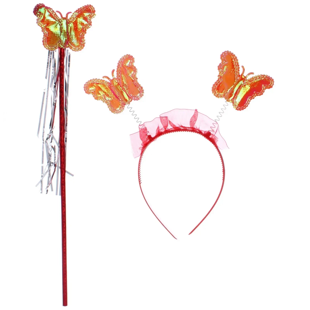 Карнавальный костюм «Волшебство» (юбка, ободок, волшебная палочка), Красный