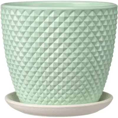Горшок керамический Грань зеленый бутон №3