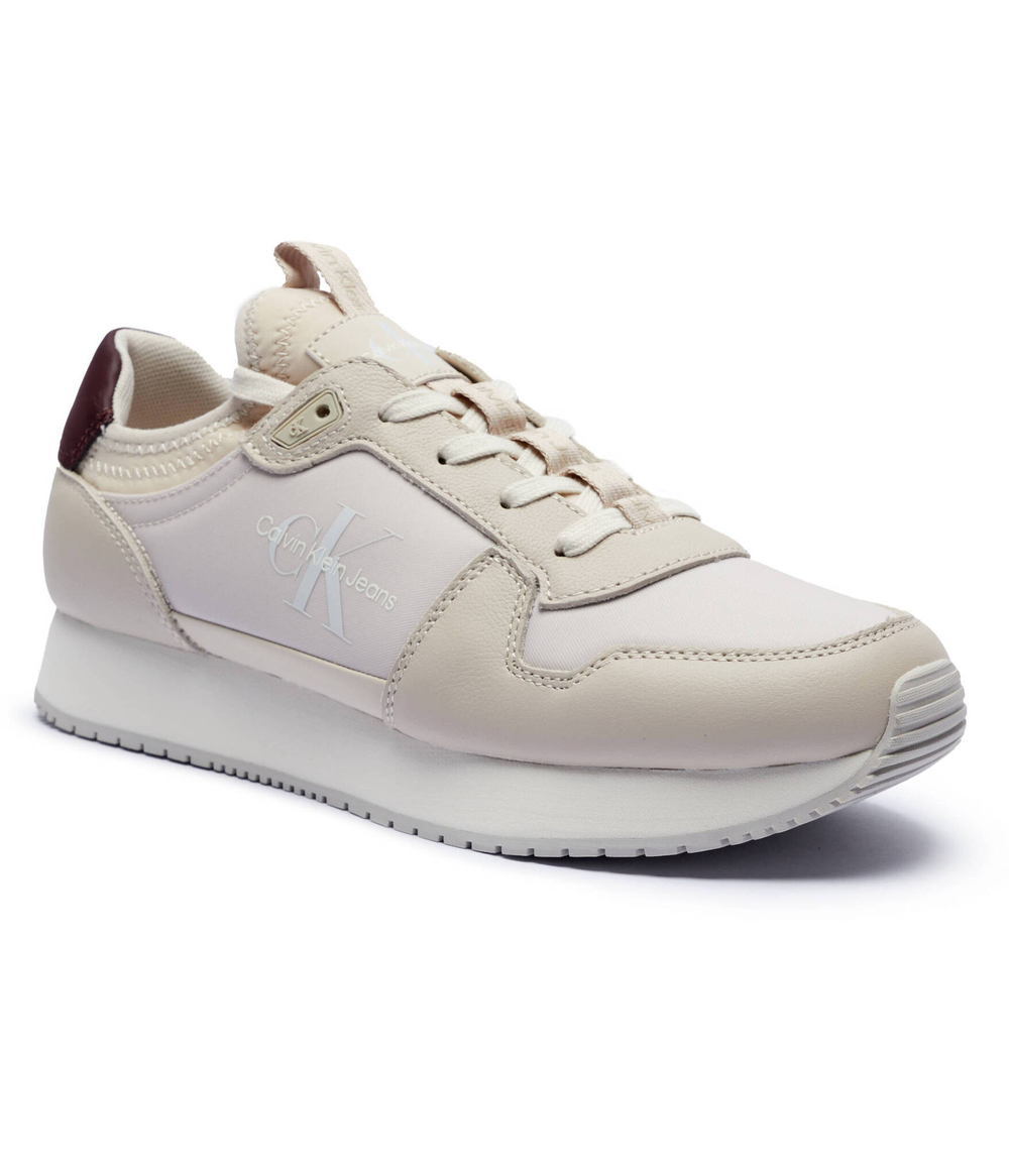 Кожаные кроссовки retro runner CALVIN KLEIN JEANS - бежевый(YM0YM01118)