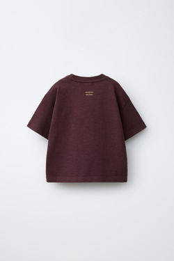 ZARA ФУТБОЛКА С НАДПИСЬЮ, ТЕМНО-ГРАНАТОВЫЙ