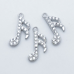 Подвеска Нота, цвет серебро, фианиты, размер 16*8 мм, цена за 1 шт