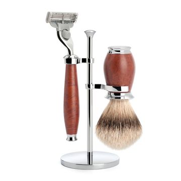 Бритвенный набор MUEHLE PURIST, бриар, барсучий ворс высшей категории Silvertip, бритва Mach3