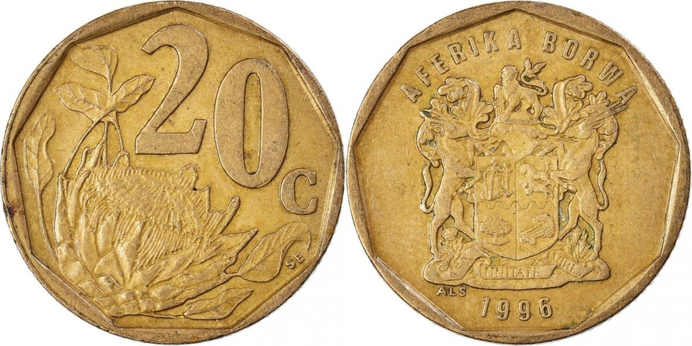 ЮАР 20 центов, 1996-2000 AFERIKA BORWA XF