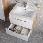 Тумба с умывальником IDDIS Cloud, подвесная, 60 см, белая/золотистый дуб, CLO60Y0i95K