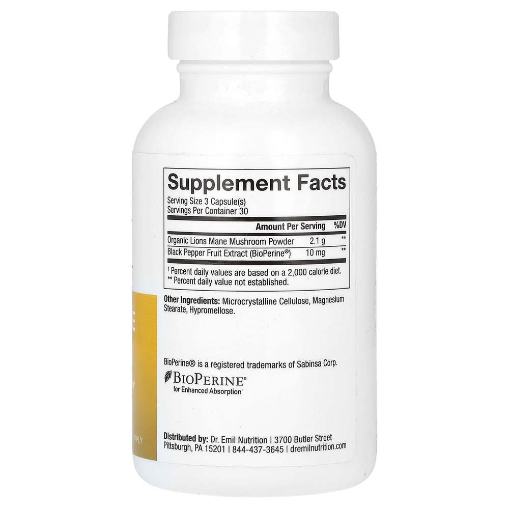 Dr. Emil Nutrition, ежовик гребенчатый, 90 растительных капсул