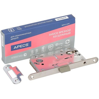 Замок врезной Apecs, 5300-P-NIS, 18131, без ручки, мат никель