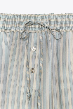 ZARA ПОЛОСАТЫЕ БРЮКИ В ПИЖАМНОМ СТИЛЕ — ZW COLLECTION, СЕРЫЙ/БЕЖЕВЫЙ