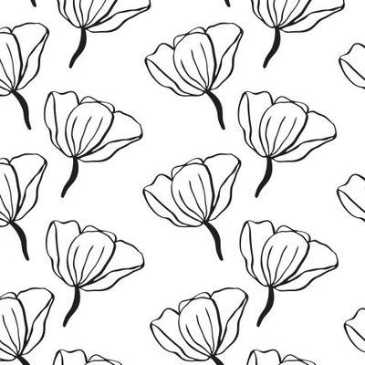 цветы черно-белый узор