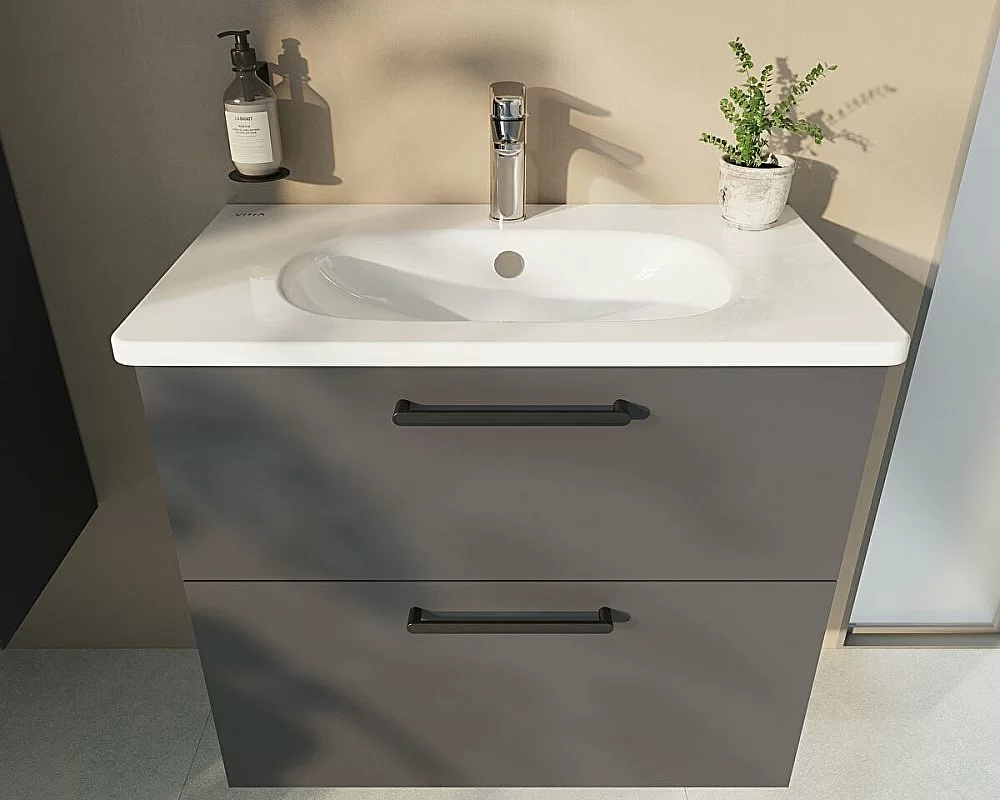 Тумба с раковиной VitrA Root 68289 80 матовый серый камень
