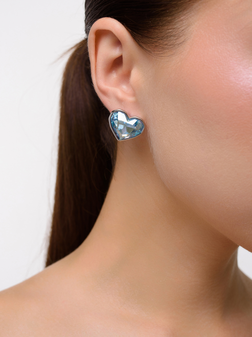 Серьги "Love crystal big blue" Silver