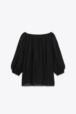 ZARA ТОП С ОТКРЫТЫМИ ПЛЕЧАМИ — ZW COLLECTION, ЧЕРНЫЙ