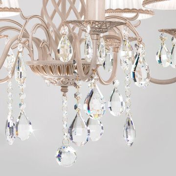 10054/5 / подвесной светильник /   белый с золотом/прозрачный хрусталь Strotskis