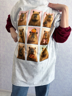 КАПИБАРА КОЛЛАЖ - Кулирка с лайкрой, компакт пенье (ДЖ68 Маша) (к2 высота 75см + дырочка от кромки 50см, полочка не задета)