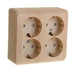 Schneider Electric ЭТЮД Сосна Розетка 4-местная открытая установка с заземляющими контактами со шторками PA16-208D