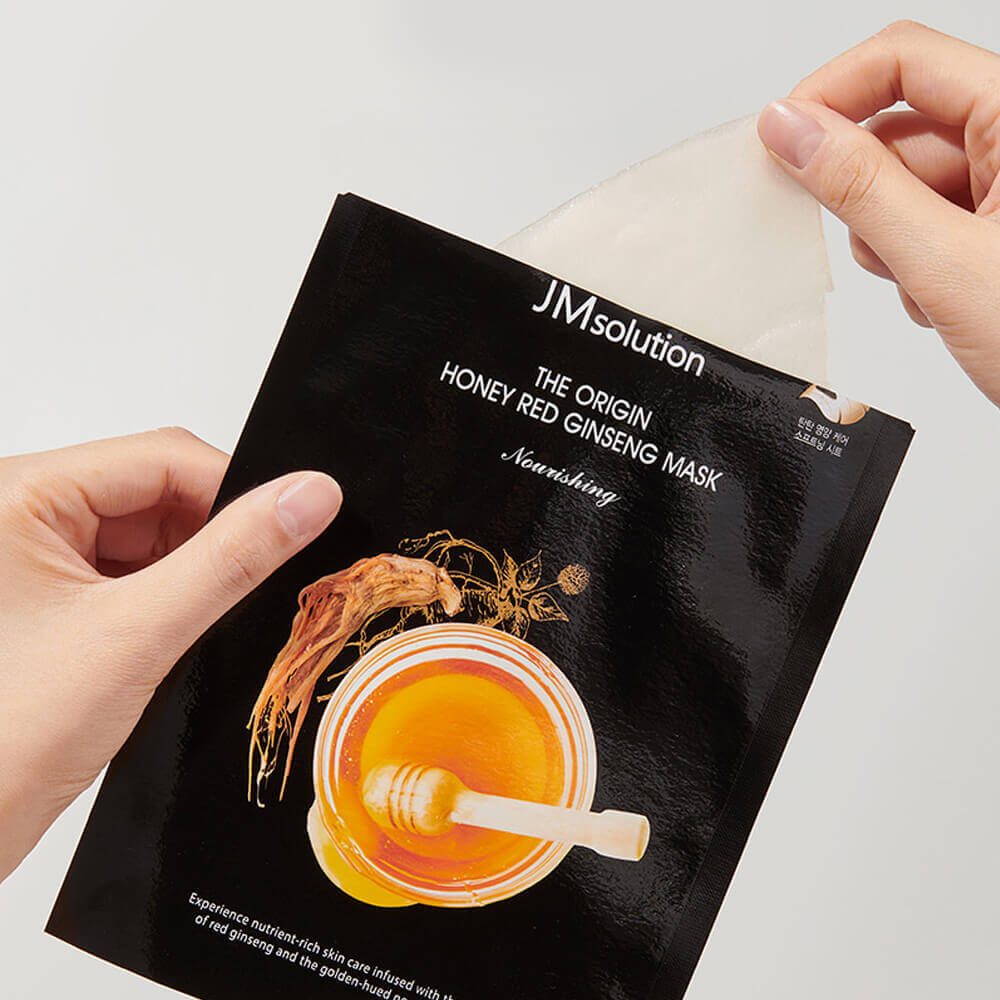 JMsolution Питательная тканевая маска с мёдом и красным женьшенем The Origin Honey Red Ginseng Mask
