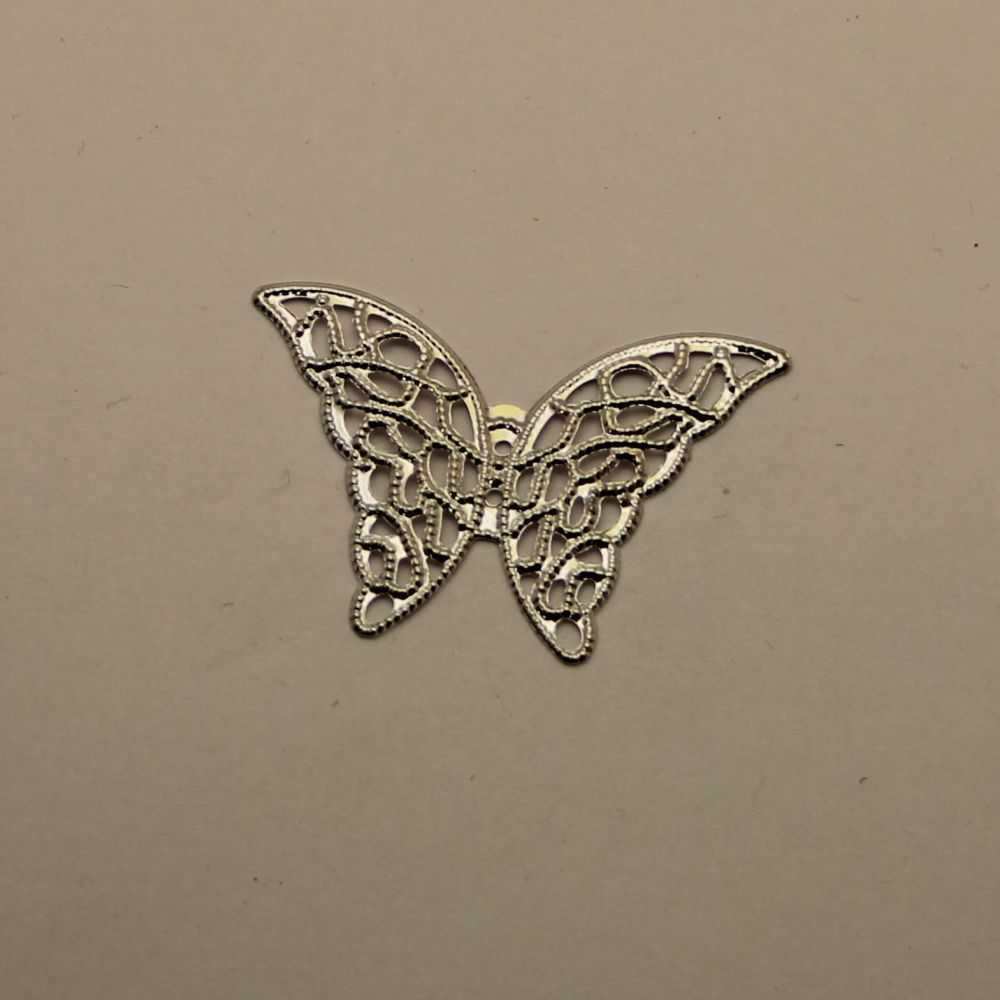 Декоративный элемент &quot;филигрань&quot; бабочка 42*28 мм, цвет серебро (1уп = 50шт)
