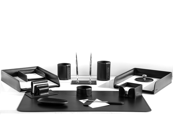 Настольный набор 13 предметов из кожи цвет черный №27