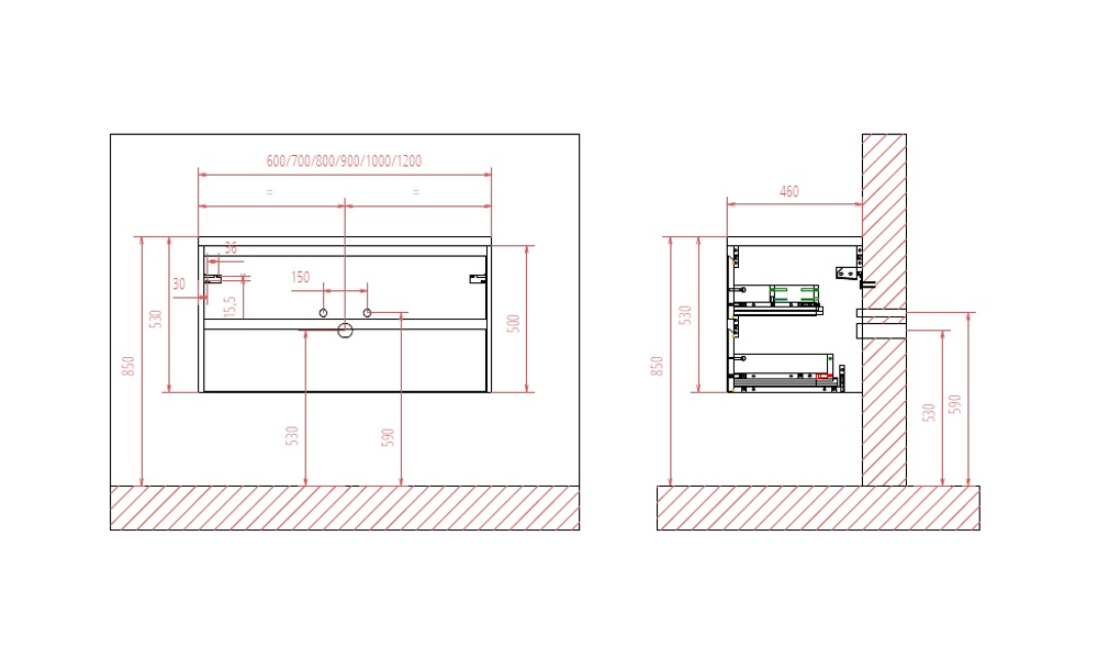 Тумба подвесная под раковину BelBagno KRAFT-600-2C-SO-RT