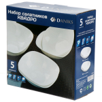 Салатник стеклокерам, квадр, 5 шт, 4х17,23 см, Белый Квадро, Daniks, W-5С2