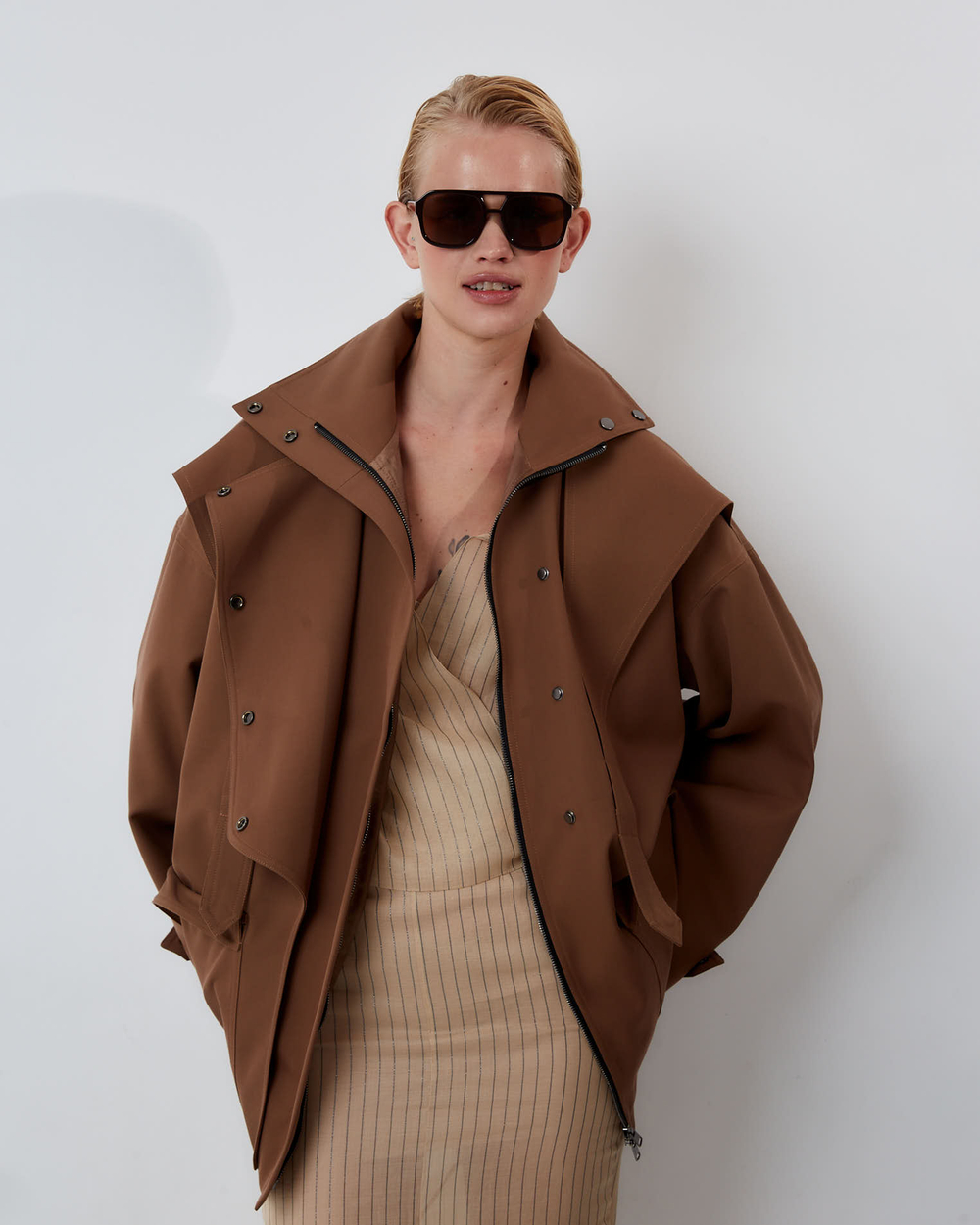 Тренч на молнии из хлопка Стелла Маккартни корица