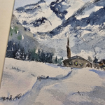 Картина авторская акварельная в паспарту 21х30 см на стену для интерьера "Зима"