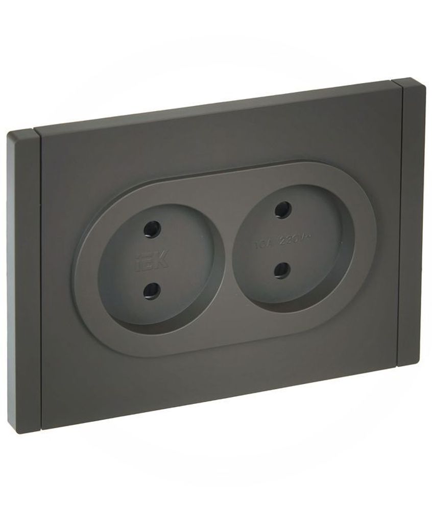 Розетка 2-м СП FORTE&amp;PIANO FP325 10А без заземл. защ. шторки безвинт. крепл. сер. IEK FP-R23-10-1-K03