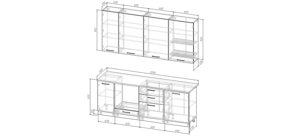 Кухонный гарнитур Муссон 2550 (38мм)