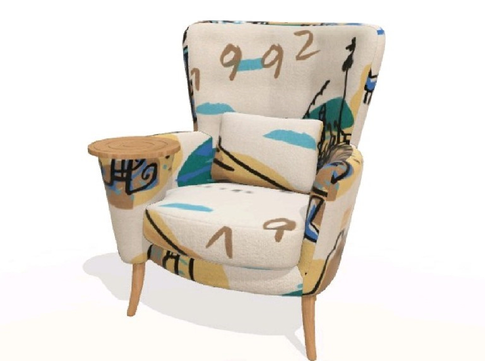 Кресло со столиком Christie, Natural Wood, ткань 1992 S.6