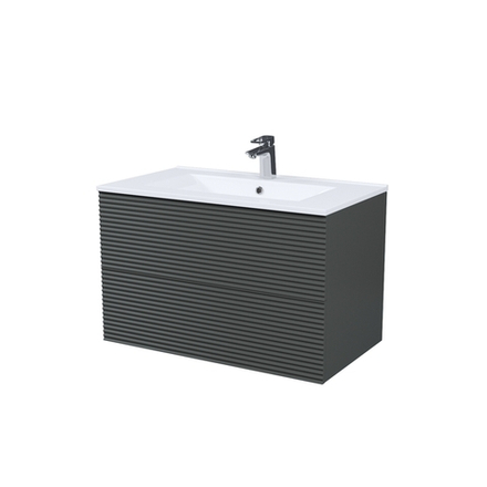 Тумба с умывальником IDDIS Bild, подвесная, 80 см, темно-серый, BIL80G0i95K