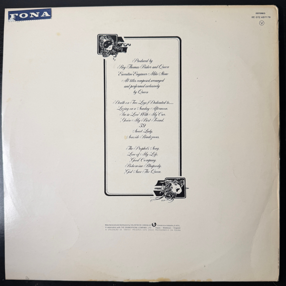 Queen ‎– A Night At The Opera (Португалия 1978г.)