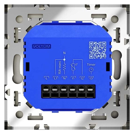 Терморегулятор электронный Voltum S70 с индикацией и датчиком, для теплого пола, (сталь) VLS070105