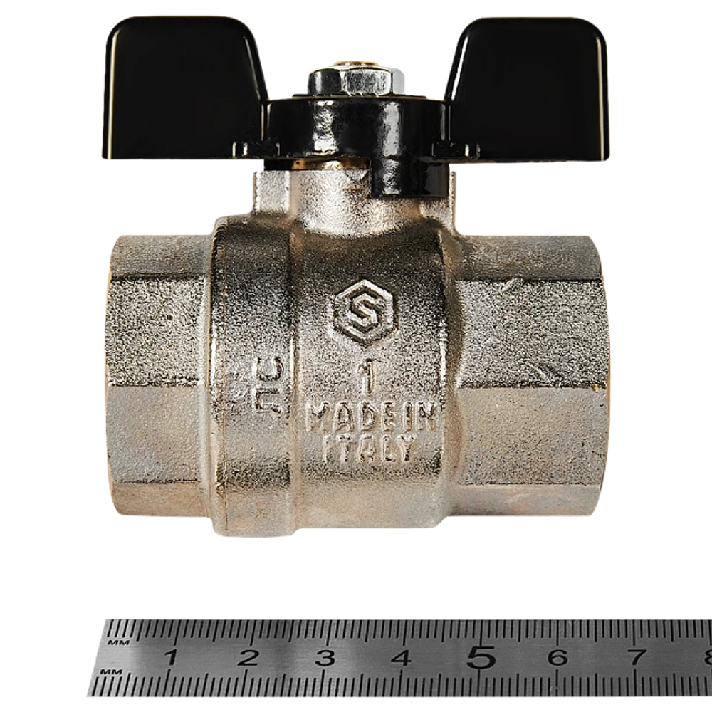 Кран шаровой полнопроходной STOUT - 1" (ВР/ВР, PN40, Tmax 150°C, ручка-бабочка черная)