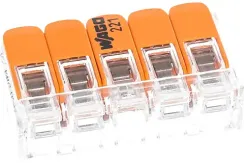 Клемма Wago Cu 5*4 с рычагами прозрачная 33257