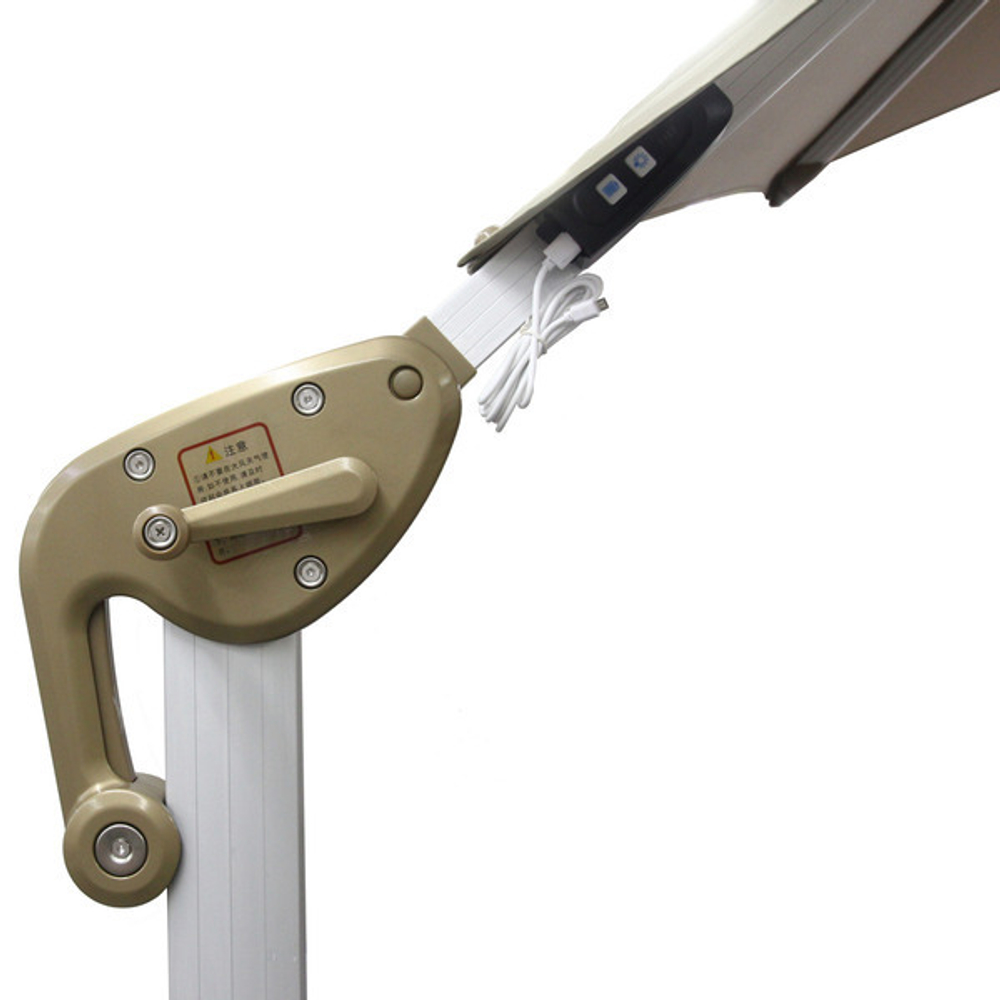 Зонт садовый складной с подставкой и подсветкой, круглый 300 см, бежевый