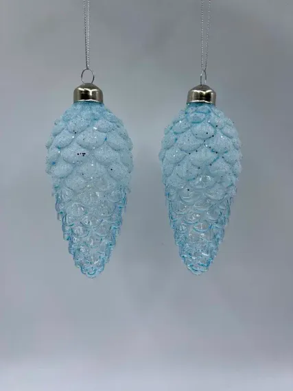 Набор елочных шишек Лесная Прохлада 14х6 см., голубой, стекло, 3 шт., Christmas DeLuxe (13121)