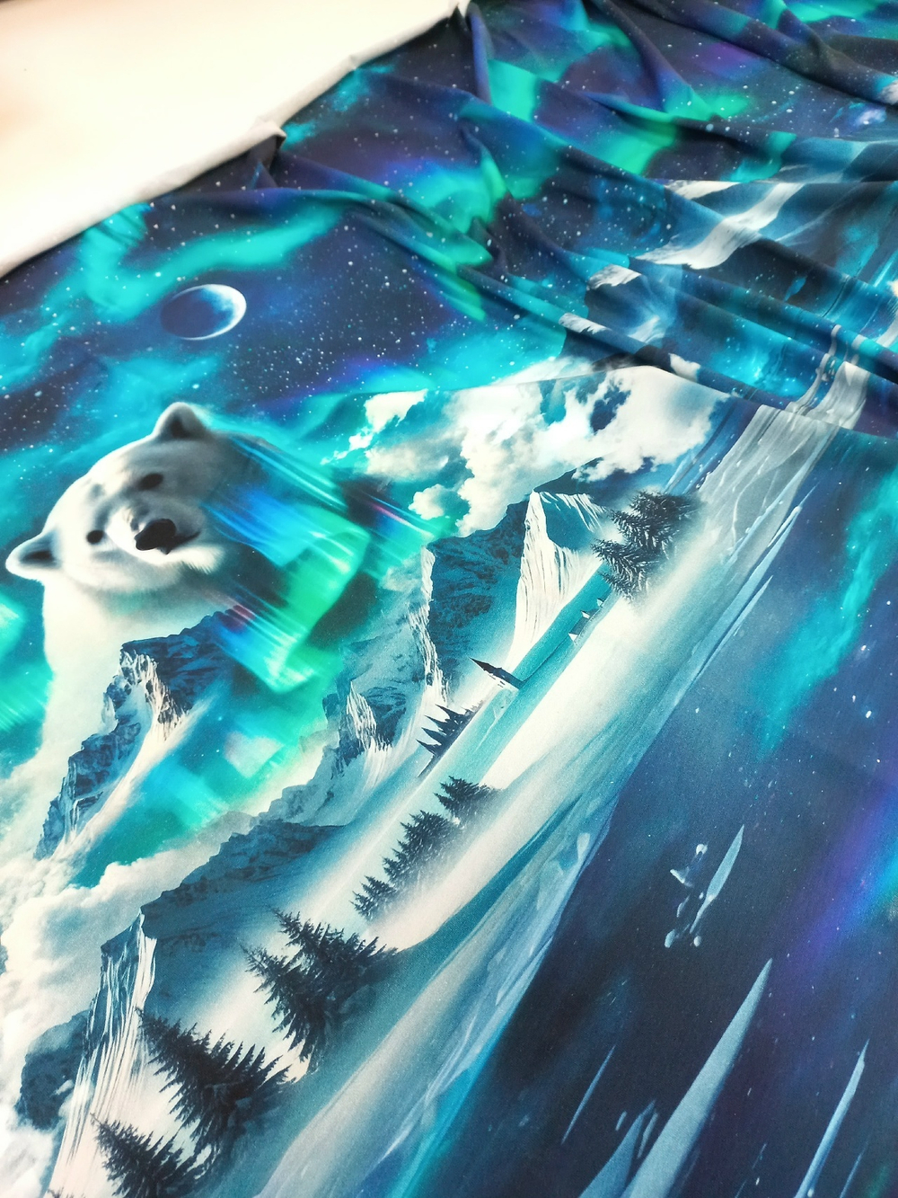 Кулирка с лайкрой Купон Полярный Мишка Высота 80см